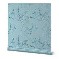 Silver Birds in Robin's Egg Blue